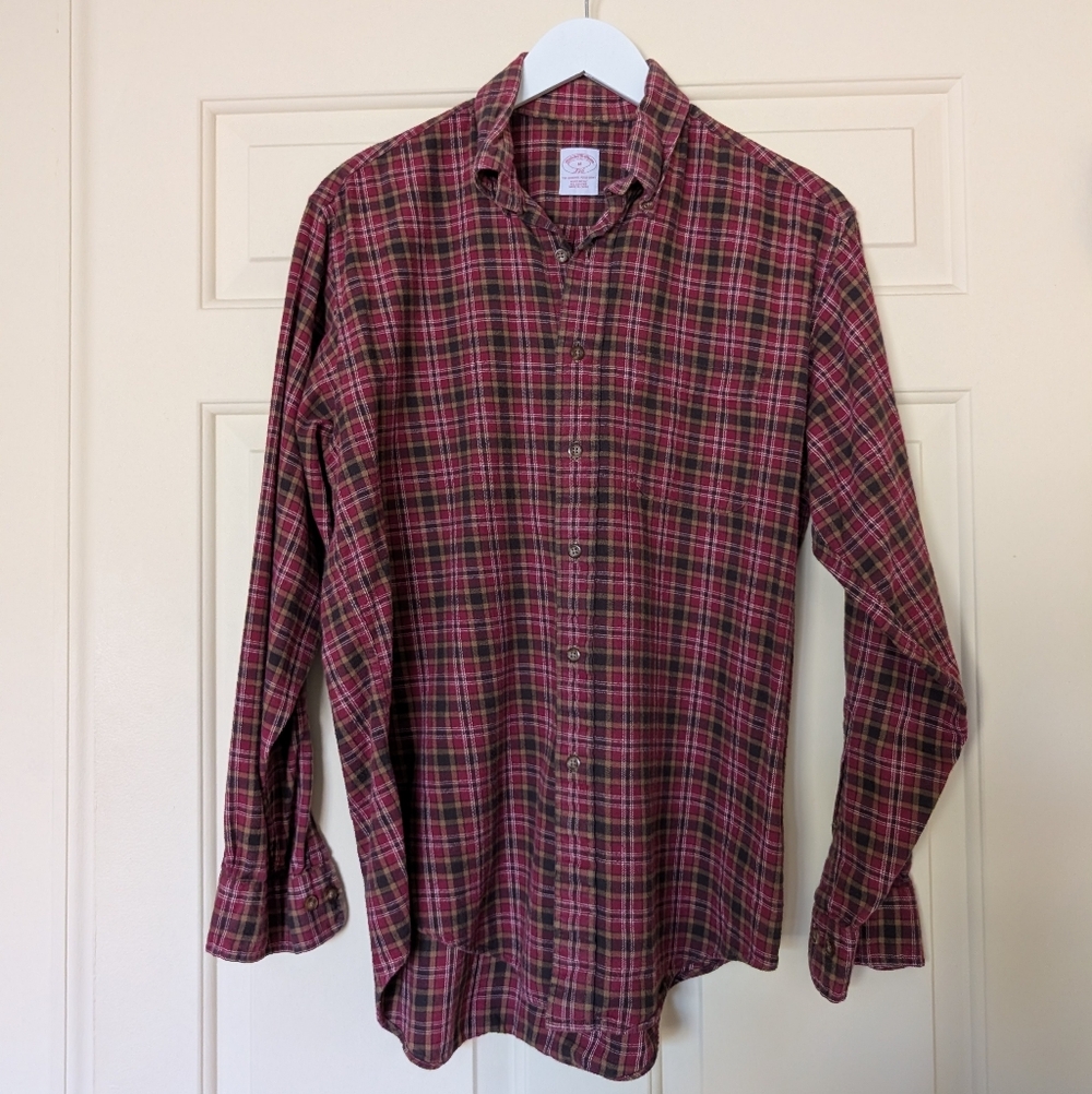 Brooks Brothers Red and Brown Plaid Flannel Shirt